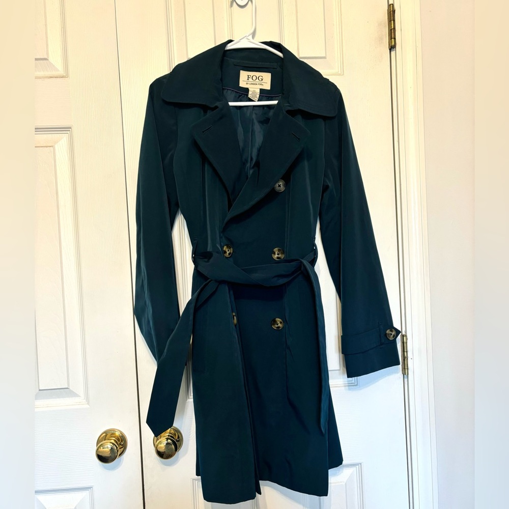 London Fog Teal Trench Coat Size Small